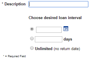 Available fields when adding an interval loan period.